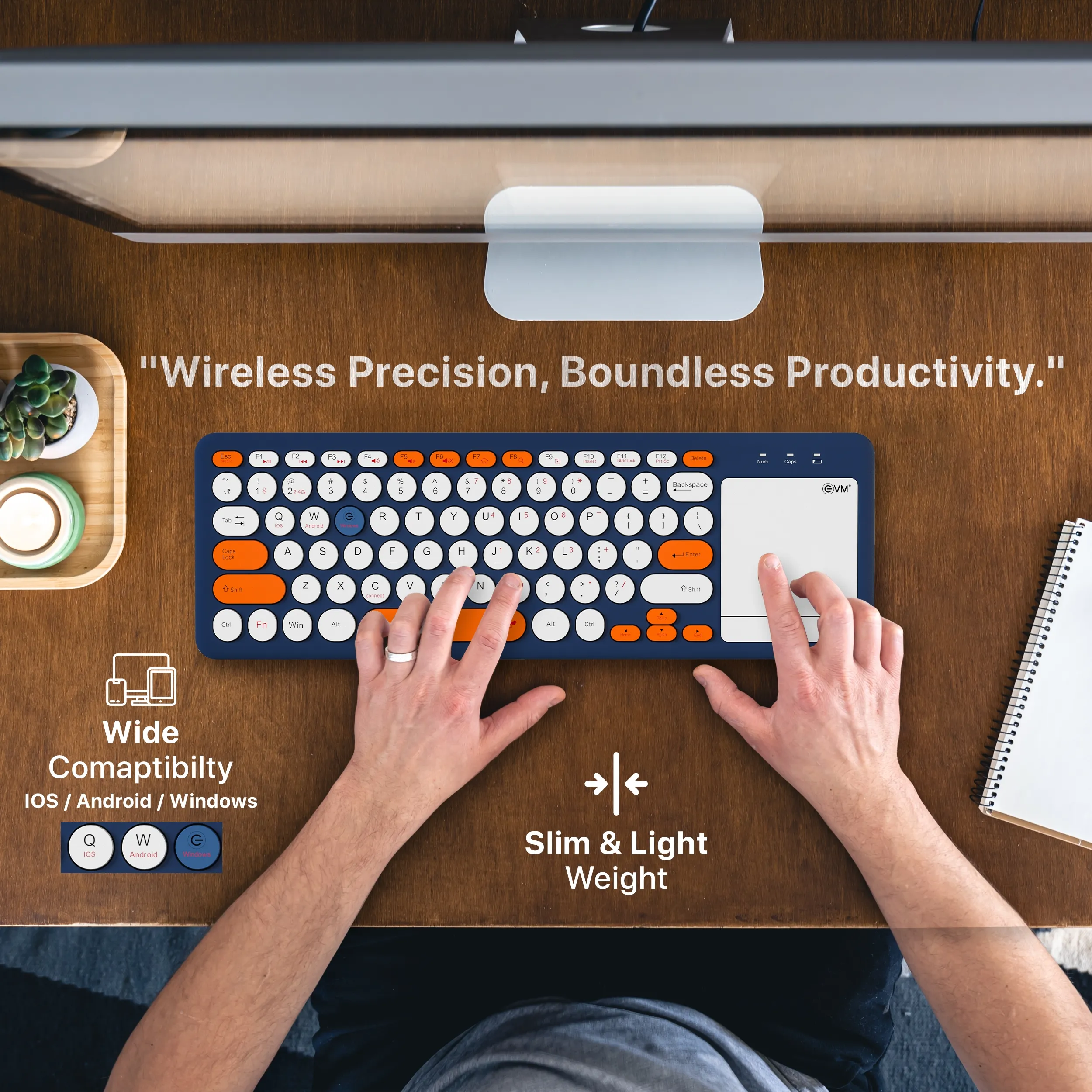 EVM Wireless Bluetooth Keyboard With Touchpad EnMagica WLK-027 view 3